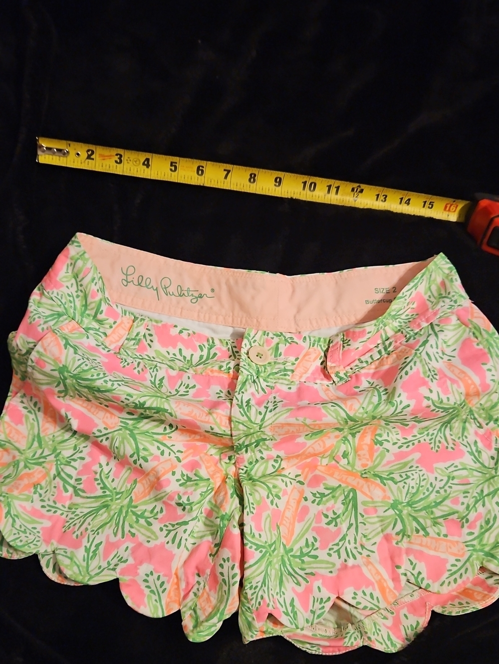 Size 2 Lilly Pulitzer Pink & Green Tropical Scallop Hem Shorts